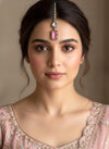 SAIRA Pink doublet stone maangtika in doublet stone, Indian bridal jewelry, forehead jewelry