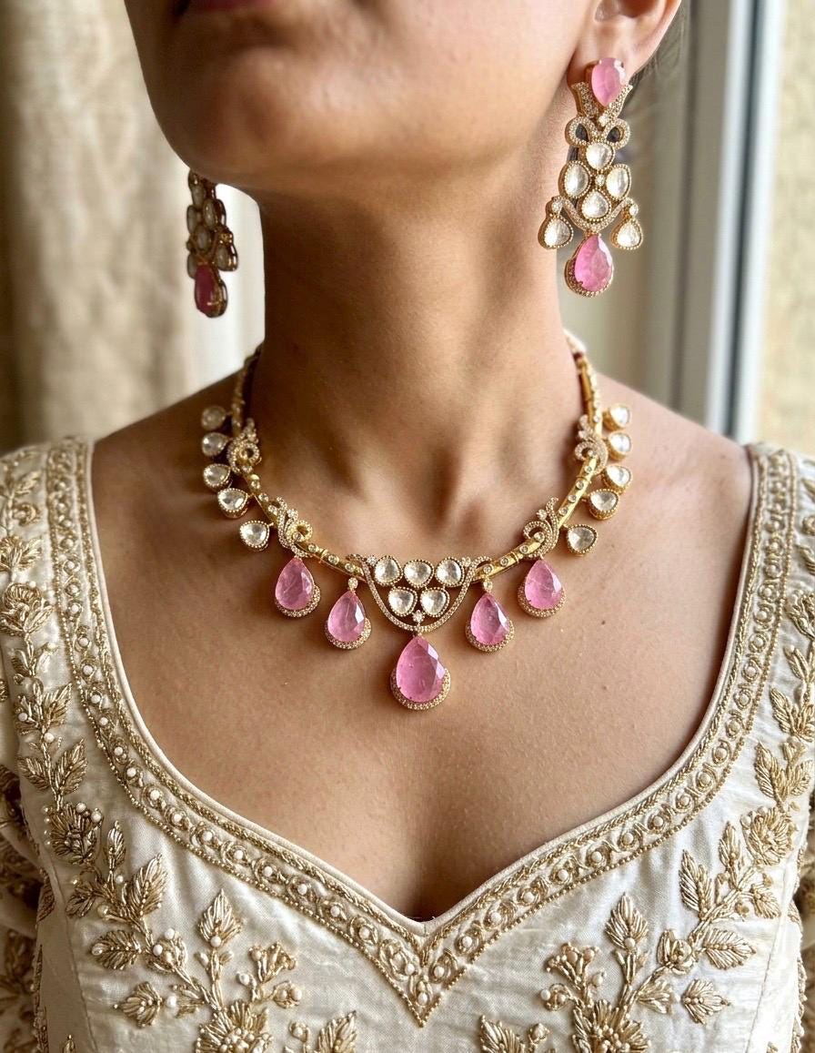 AMAYA Pink Gold Hasli Necklace Set