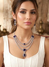 LEILA Multilayer lilac purple necklace earrings Statement American Diamond,Indian Jewelry Pakistani Wedding jewellery Cz Zircon,prom