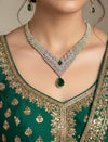RUHIKA Emerald green cz and zircon  necklace set in mehndi golden polish,Indian Pakistani antique polish wedding jewelry