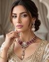 MANNAT Premium quality Kundan and Polki Ruby necklace set, Indian Pakistani wedding and festive jewelery,exquisite collar style necklace set
