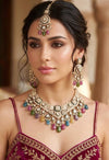 ZAINAA Premium quality Navratan Moissanite and kundan Necklace set , multicoloured navratna jewelry, Indian Pakistani wedding bridal jewelry
