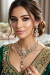 MANNAT Premium quality Kundan and Polki Clear stones necklace set, Indian Pakistani wedding and festive jewelery, collar style necklace set