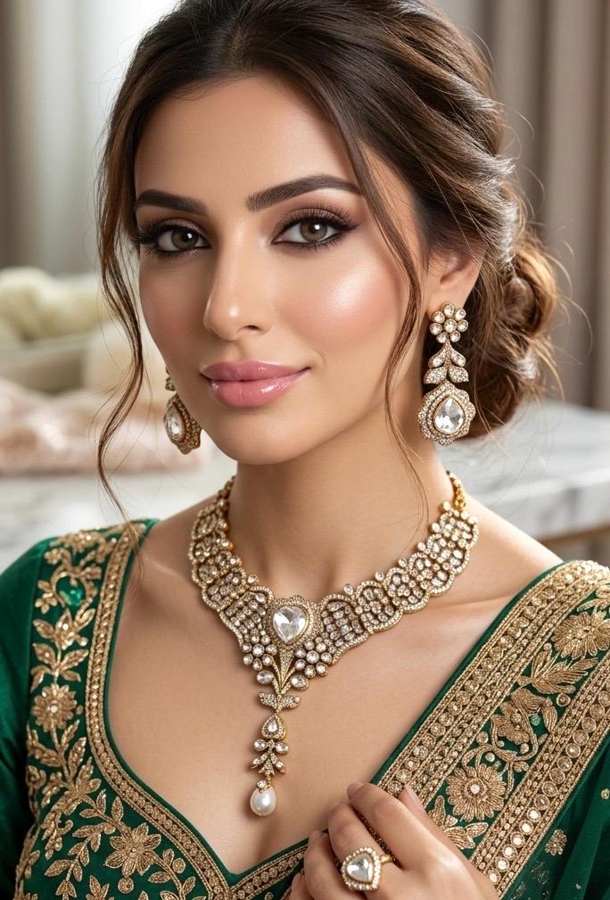 MANNAT Premium quality Kundan and Polki Clear stones necklace set, Indian Pakistani wedding and festive jewelery, collar style necklace set