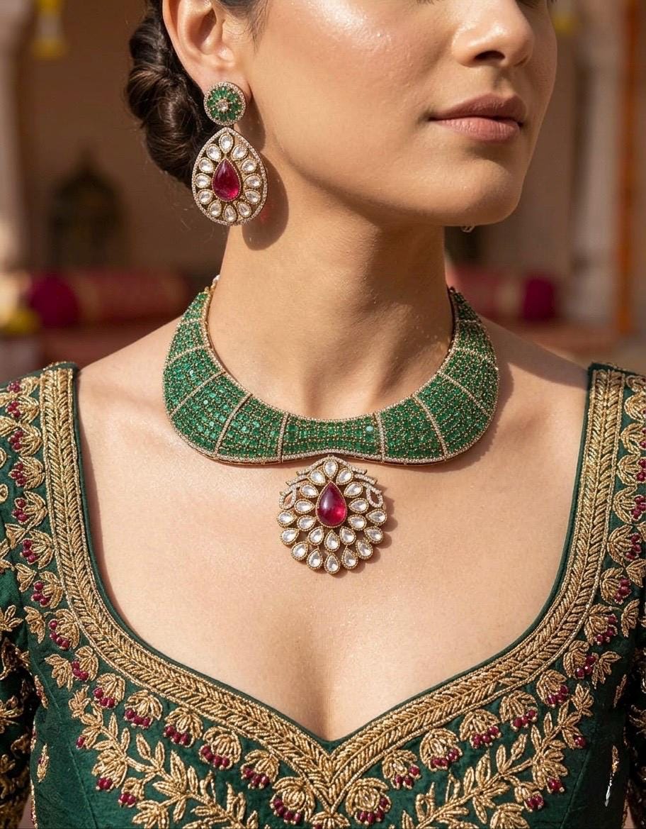 ADIRA Polki Necklace Set