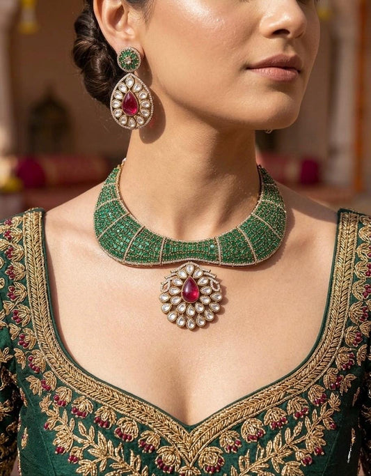 ADIRA Polki Necklace Set