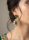 KUSUM Emerald Green kundan and polki Choker necklace with matching earrings ,Indian Pakistani wedding and festive jewelry