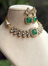 VRINDA Emerald green Victorian style Sabyasachi kundan choker set,cz Indian Bridal jewelry,doublet stone,pakistani wedding jewelley