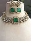 VRINDA Emerald green Victorian style Sabyasachi kundan choker set,cz Indian Bridal jewelry,doublet stone,pakistani wedding jewelley