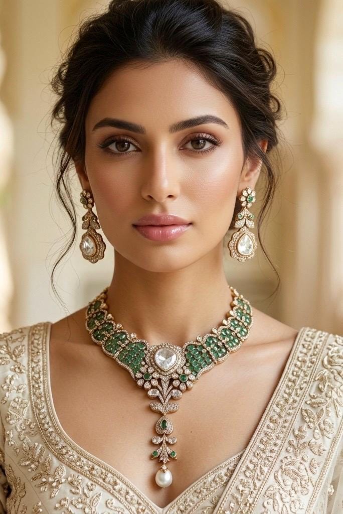 MANNAT Premium quality Kundan and Polki Mint colour necklace set, Indian Pakistani wedding and festive jewelery, collar style necklace set