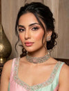 SHAZA mint pink kundan choker set in matt gold polish ,cz Indian Pakistani wedding and festive jewelry