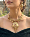 VAMIKA Gold tone Rajwadi jewellery South Indian jewelry,meenakari necklace earrings, Indian ruby stones golden jewelry, kempu temple jewelry