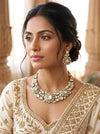 FIRDAUS Premium quality Moissanite polki and kundan Necklace set in emerald green meenakari , Indian Pakistani wedding bridal jewelry