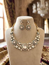 FIRDAUS Premium quality Moissanite polki and kundan Necklace set in emerald green meenakari , Indian Pakistani wedding bridal jewelry