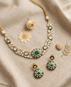 SEHMAT Premium quality Moissanite and kundan Necklace set in emerald green, Indian Pakistani wedding bridal jewelry