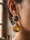 AMELIA Sabyasachi inspired Deep yellow  earrings in antique matt gold finish, Indian fusion earrings , indo western jewelry