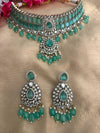 MIRIN Sabyasachi inspired Mint choker set, Victorian style kundan necklace set in doublet stone, Indian Pakistani wedding jewelry