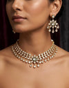 JOLENE Premium quality kundan and polki choker necklace set, Indian Pakistani wedding and festive Jewelery
