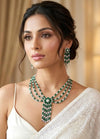 SKYE Emerald green American Diamond High Quality Necklace Set Indian Pakistani bridal wedding jewelry cz zircon green colour jewelry