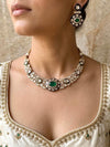 SEHMAT Premium quality Moissanite and kundan Necklace set in emerald green, Indian Pakistani wedding bridal jewelry
