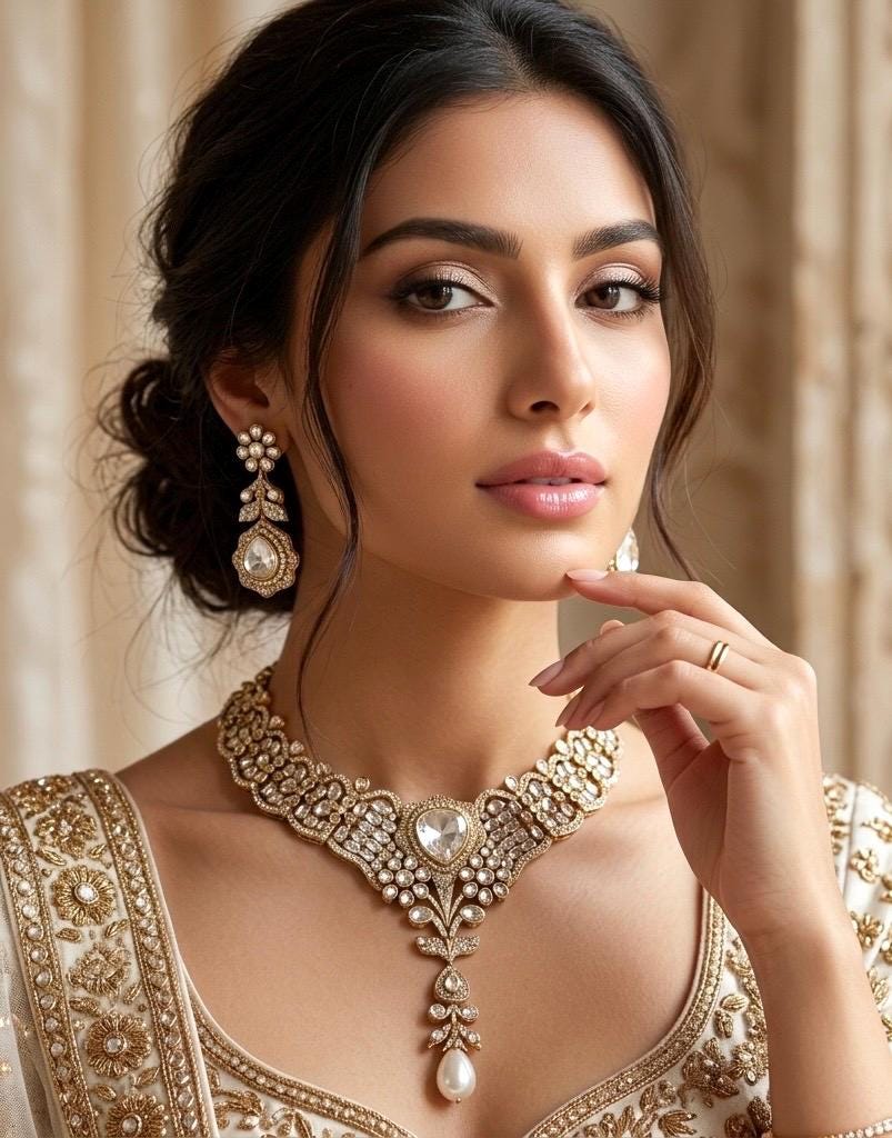 MANNAT Premium quality Kundan and Polki Clear stones necklace set, Indian Pakistani wedding and festive jewelery, collar style necklace set