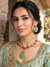 SUHAIRA Sabyasachi inspired mint ruby colour  kundan necklace set in premium quality doublet stones,Indian wedding Bridal pakistani jewelery