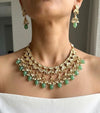 REYNA Sabyasachi inspired Mint  Fusion Kundan necklace set, indian wedding Rajwada jewelry/ pakistani jewelry