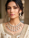 TANAAZ Golden polish clear stone necklace earrings, real diamond look high quality cz zircon prom  jewelry, gold polish wedding necklace set