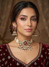 SHAISTA mint ruby kundan and moissanite replica choker necklace set, Indian Pakistani wedding jewelry in antique golden polish