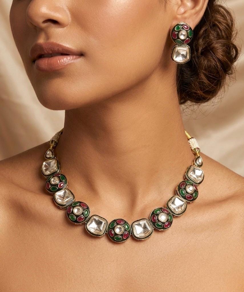 ADRITA Polki Necklace Set