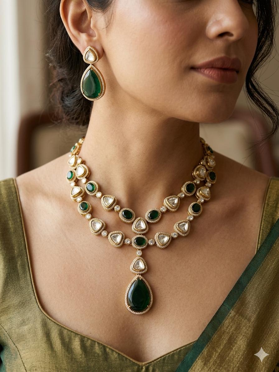 SHRIYA Green Necklace Set