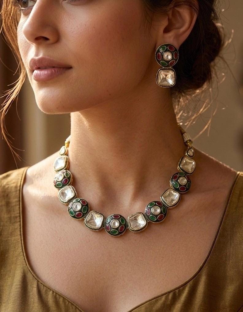 ADRITA Polki Necklace Set