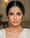 ISHA Diamond look silver finish green colour maangtika,Indian Pakistani Wedding jewelry, Bridal CZ  green colour maangtikka
