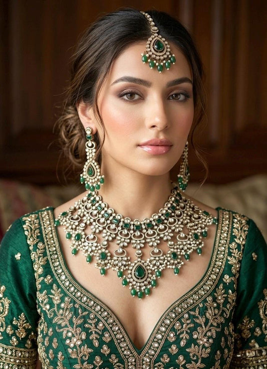 AALIYAH Green Kundan Necklace Set