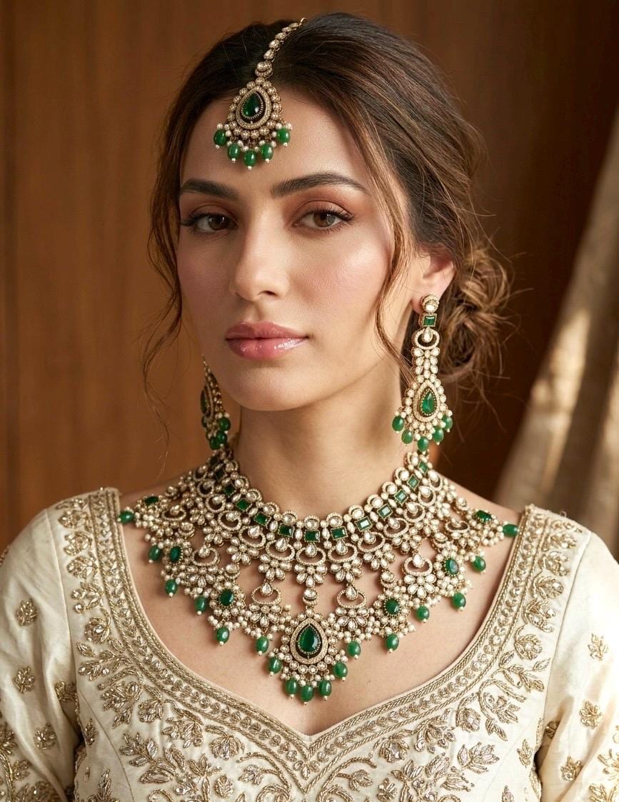 AALIYAH Green Kundan Necklace Set