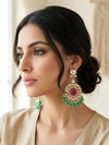 LYRA Ruby Green Gold Ethnic earrings / High quality chandbalis / Pakistani Wedding / Navratri Indian bollywod statement Diwali jewelry