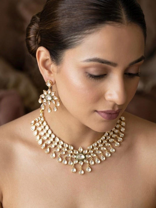 JOLENE Premium quality kundan and polki choker necklace set, Indian Pakistani wedding and festive Jewelery