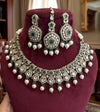 AYANA Green Kundan and moissanite replica necklace set with Maangtika, Indian Pakistani traditional green colour wedding bridal jewelry