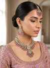 SHAINA Lavender pink Kundan necklace set with Maangtika, Indian Pakistani traditional wedding bridal jewelry
