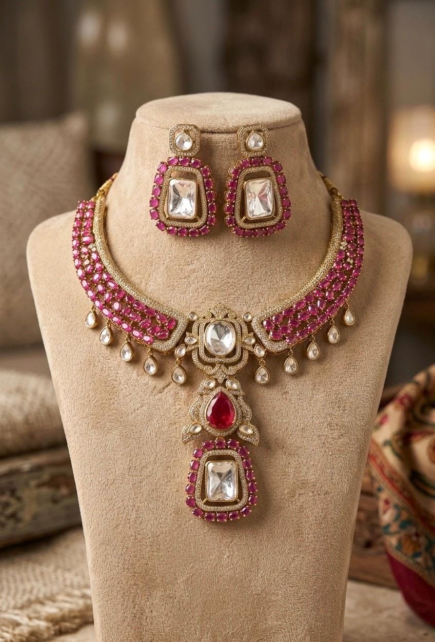 AMAIRA Ruby Kundan Necklace Set