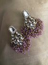SHAINA Lavender pink Kundan necklace set with Maangtika, Indian Pakistani traditional wedding bridal jewelry