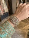 TIA mint bracelet in antique golden polish,cz zircon openable bracelet,American diamond mint colour bangle bracelet