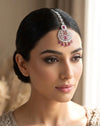 MISHA Diamond look Maang tikka in ruby red /Indian Jewellery/ Pakistani Wedding Bridal CZ  maangtika/head hair accessories/ head gear