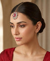 HANIA Ruby red doublet stone maangtika, Indian bridal jewelry