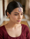 MISHA Diamond look Maang tikka in ruby red /Indian Jewellery/ Pakistani Wedding Bridal CZ  maangtika/head hair accessories/ head gear
