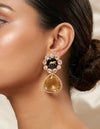 AMELIA Sabyasachi inspired Deep yellow  earrings in antique matt gold finish, Indian fusion earrings , indo western jewelry