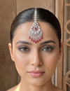 AMELIA Diamond look Maang tikka in red colour/Indian Jewellery/Pakistani Bridal maangtika/ hair accessories/cz maangtika