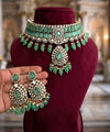 MIRIN Sabyasachi inspired Mint choker set, Victorian style kundan necklace set in doublet stone, Indian Pakistani wedding jewelry