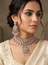 MIRIN Sabyasachi inspired Pink choker set, Victorian style kundan necklace set in doublet stone, Indian Pakistani wedding jewelry