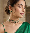 SHAZA Ruby green Victorian style  kundan choker set,cz Indian Pakistani wedding and festive jewelry